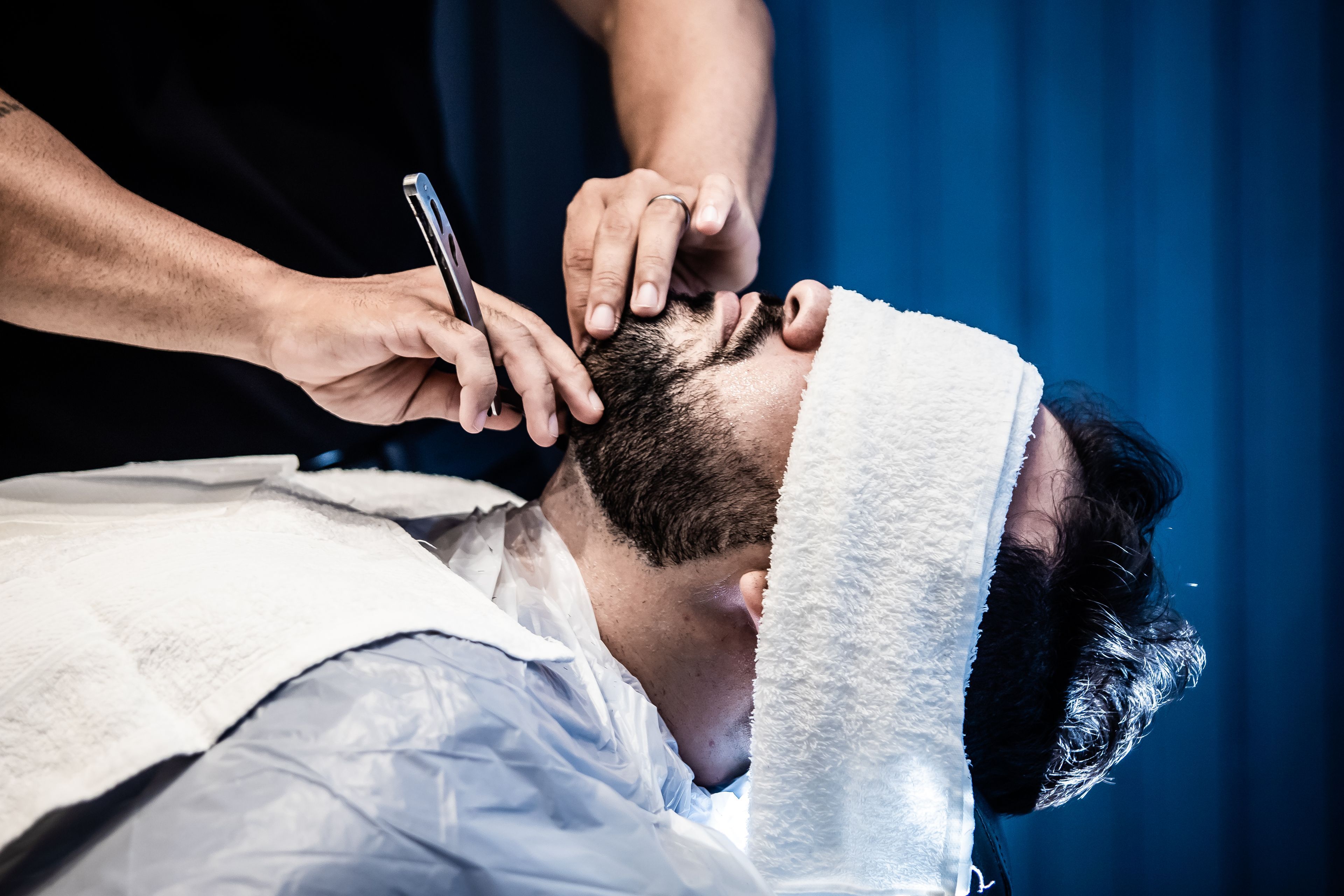A hot-towel straight-razor shave