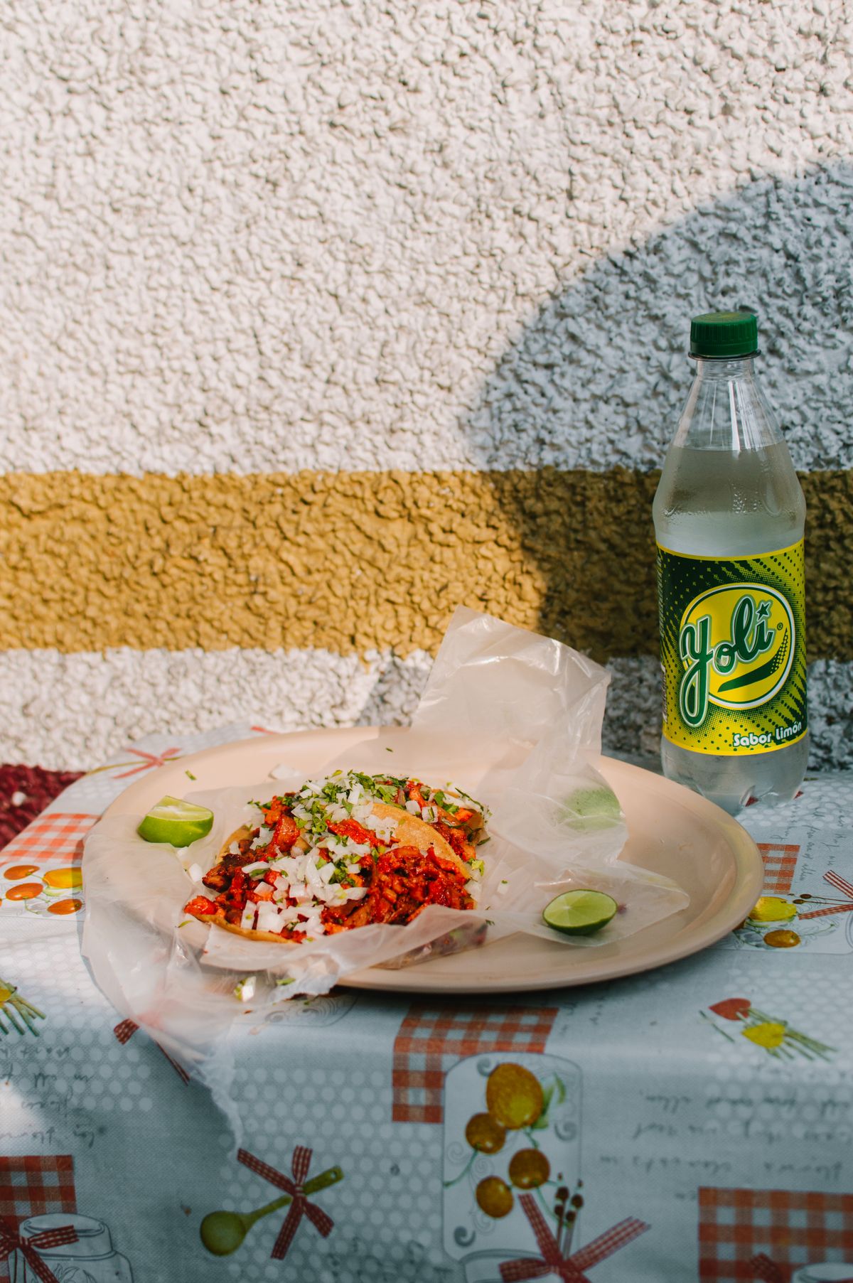 A taco and a cold soda
